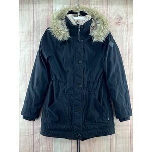 Hollister Heritage Collection Navy Blue Faux Fur Lined Hooded‎ Parka Jacket Sz S